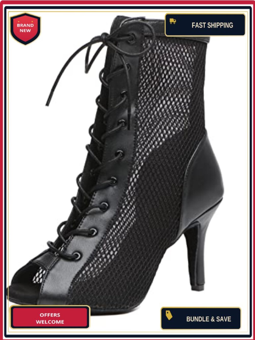 Women's Ankle Booties Stiletto Heels Open Toe Suede Sole Dance Shoes Party